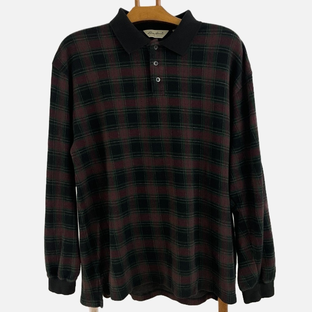 Eddie Bauer Collared Pullover Sweater Plaid Size XL Tall Multicoloured Cotton‎